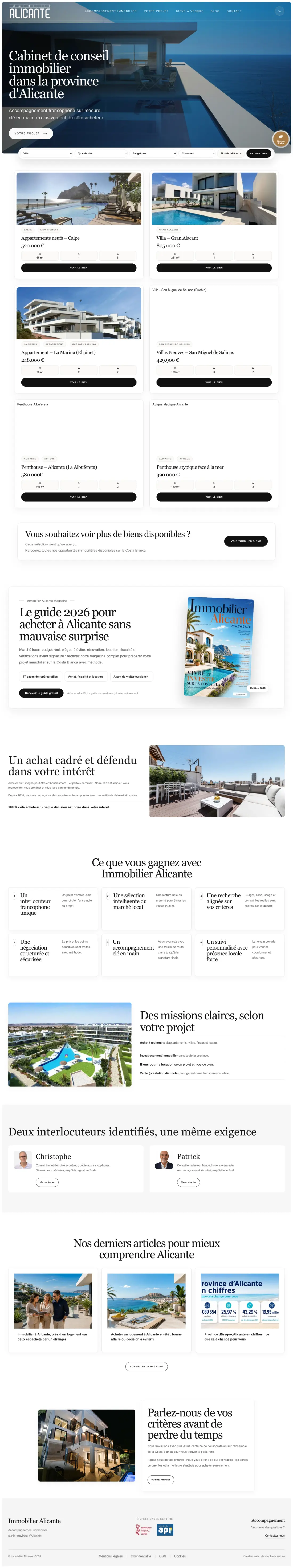 Capture du site Immobilier Alicante