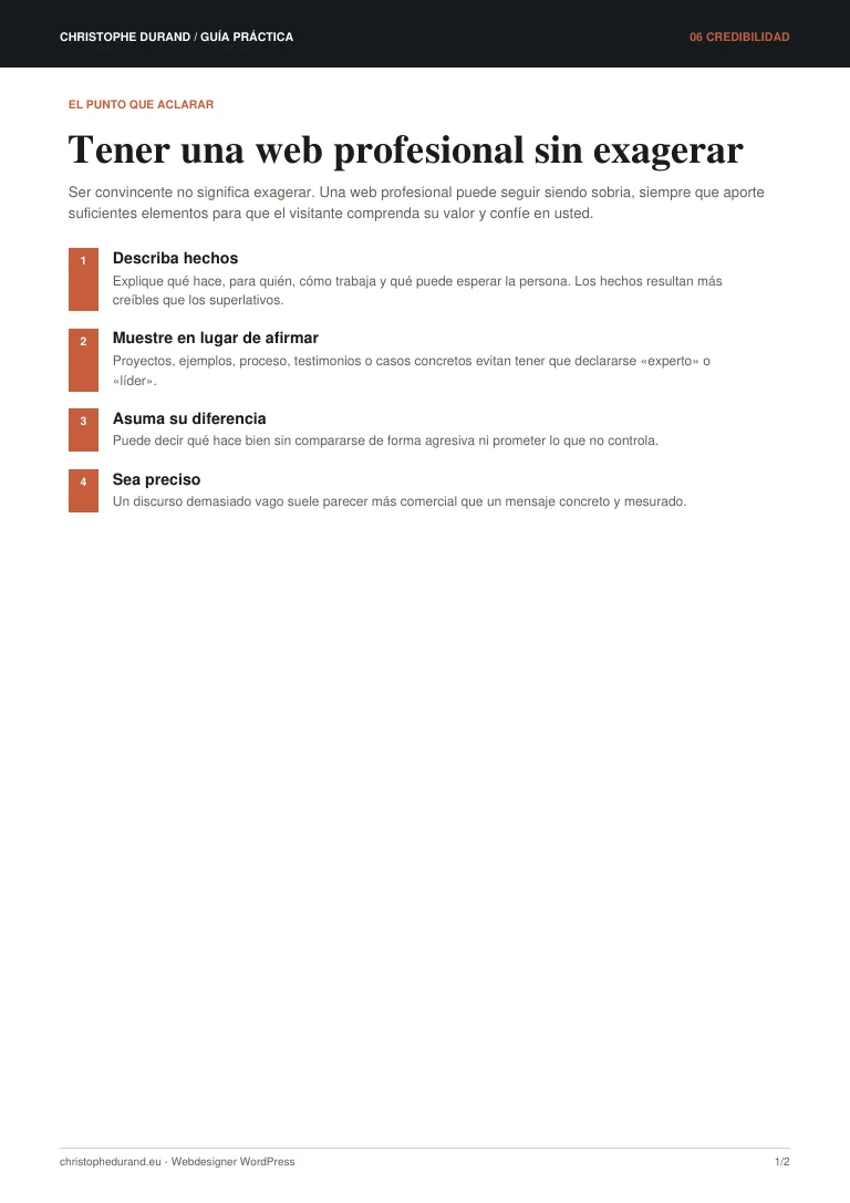 Vista previa de la guía Tener una web profesional sin exagerar