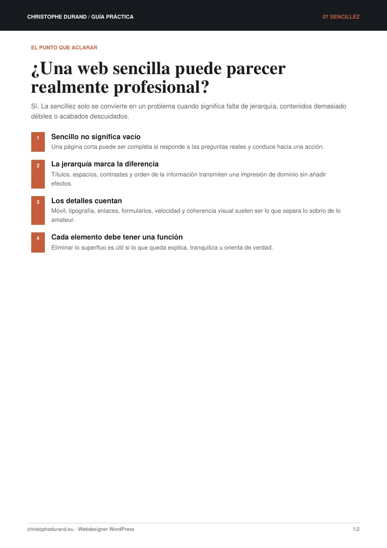 Vista previa de la guía ¿Una web sencilla puede parecer realmente profesional?