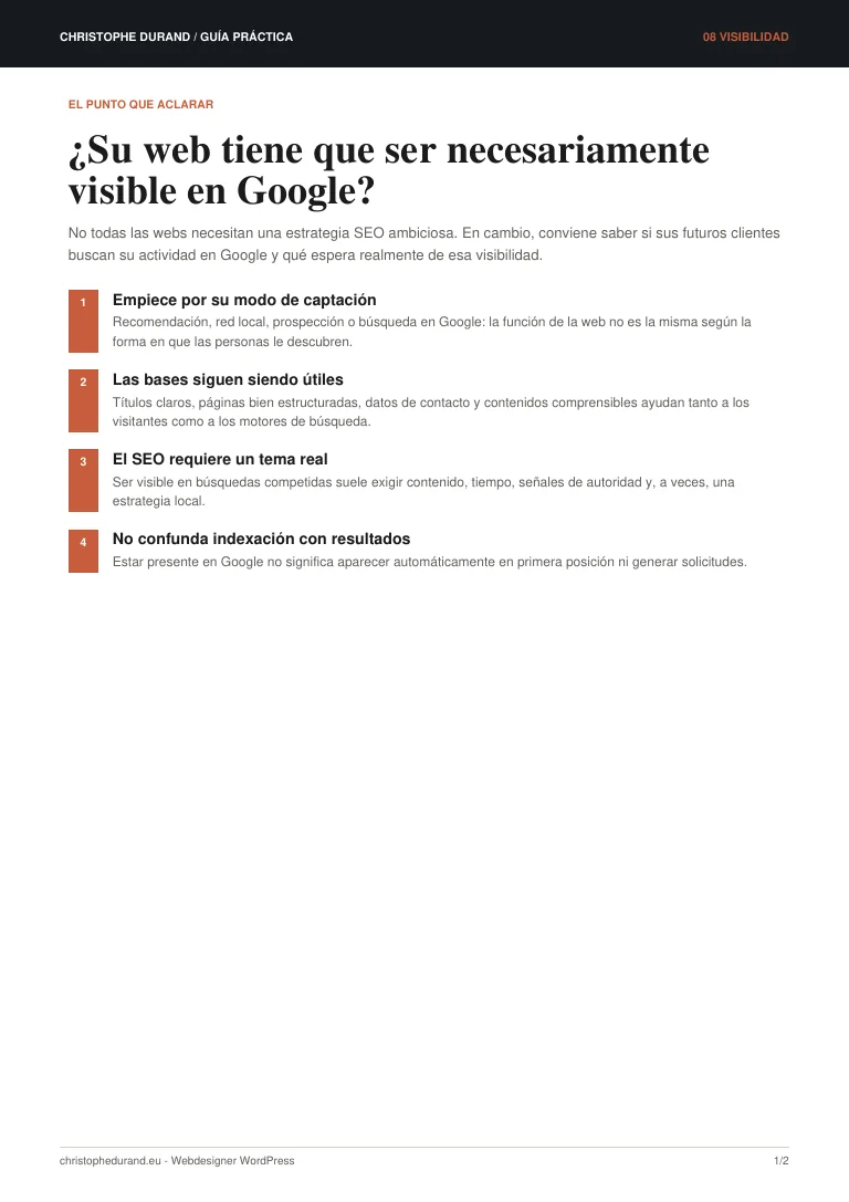 Vista previa de la guía ¿Su web tiene que ser necesariamente visible en Google?