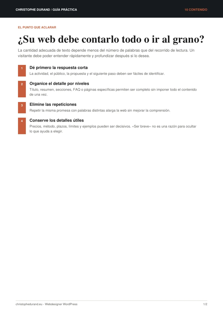 Vista previa de la guía ¿Su web debe contarlo todo o ir al grano?