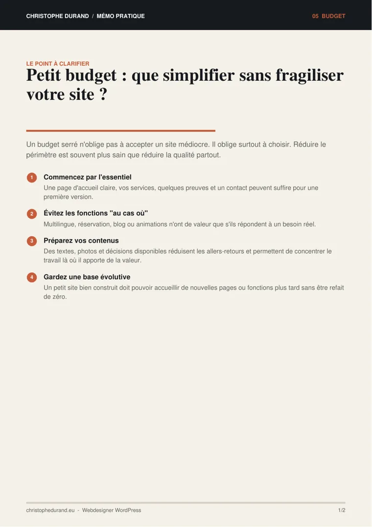 Portada de la guía Presupuesto reducido: ¿qué simplificar sin debilitar su web?