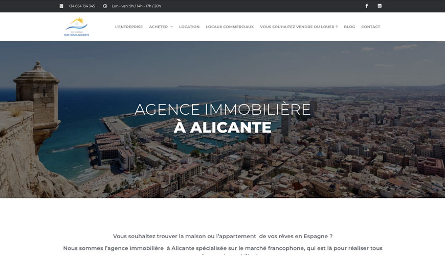 Site web Sun Home Alicante