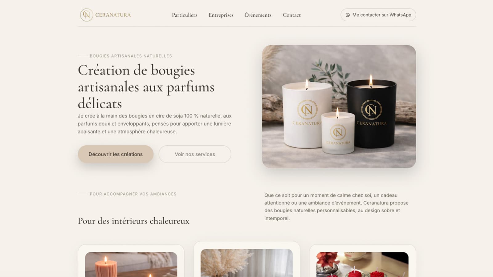 Aperçu du site L'Atelier des Bougies Ceranatura